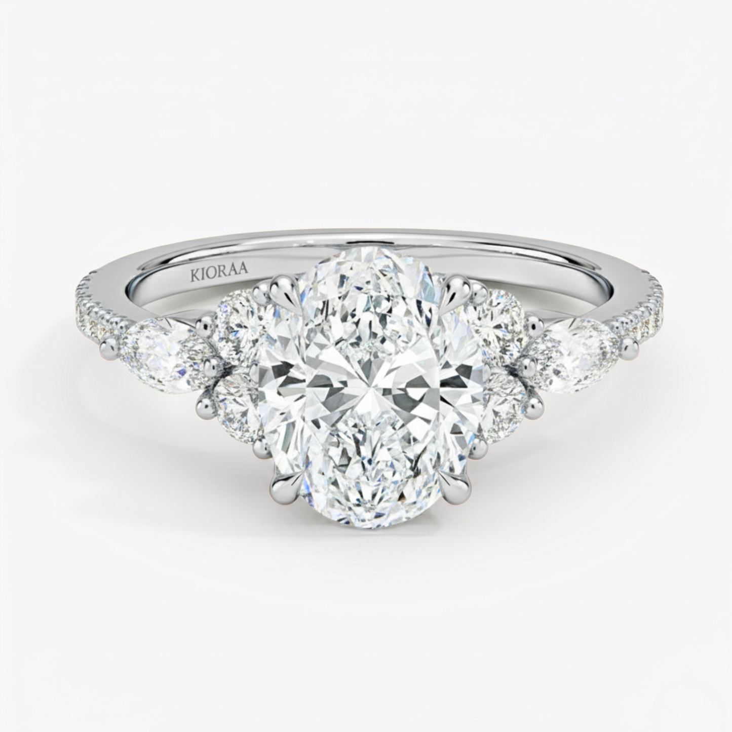 Oval Diamond Pave Setting Engagement Ring