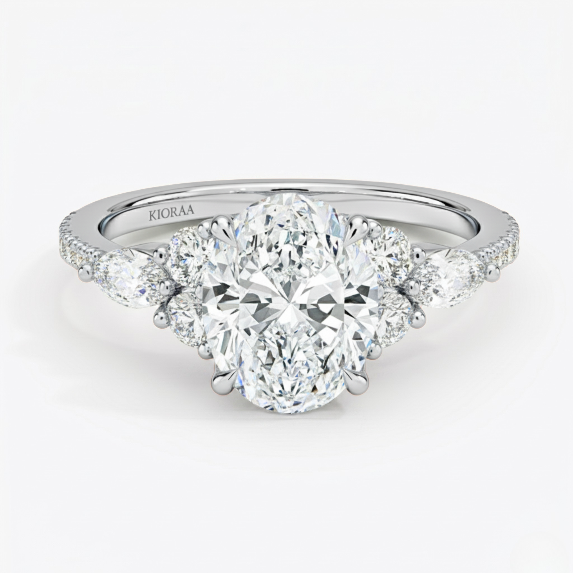 Oval Diamond Pave Setting Engagement Ring