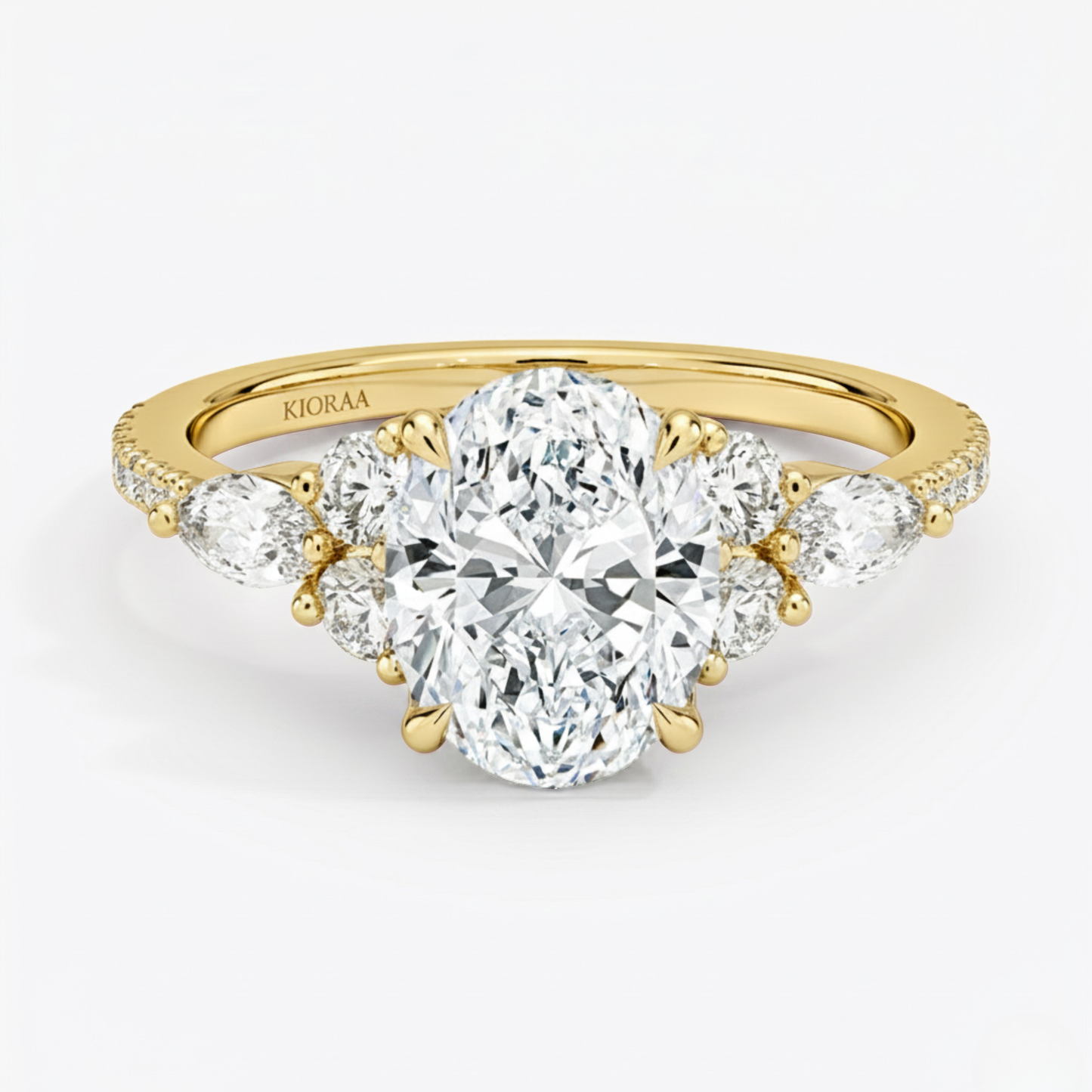 Oval Diamond Pave Setting Engagement Ring