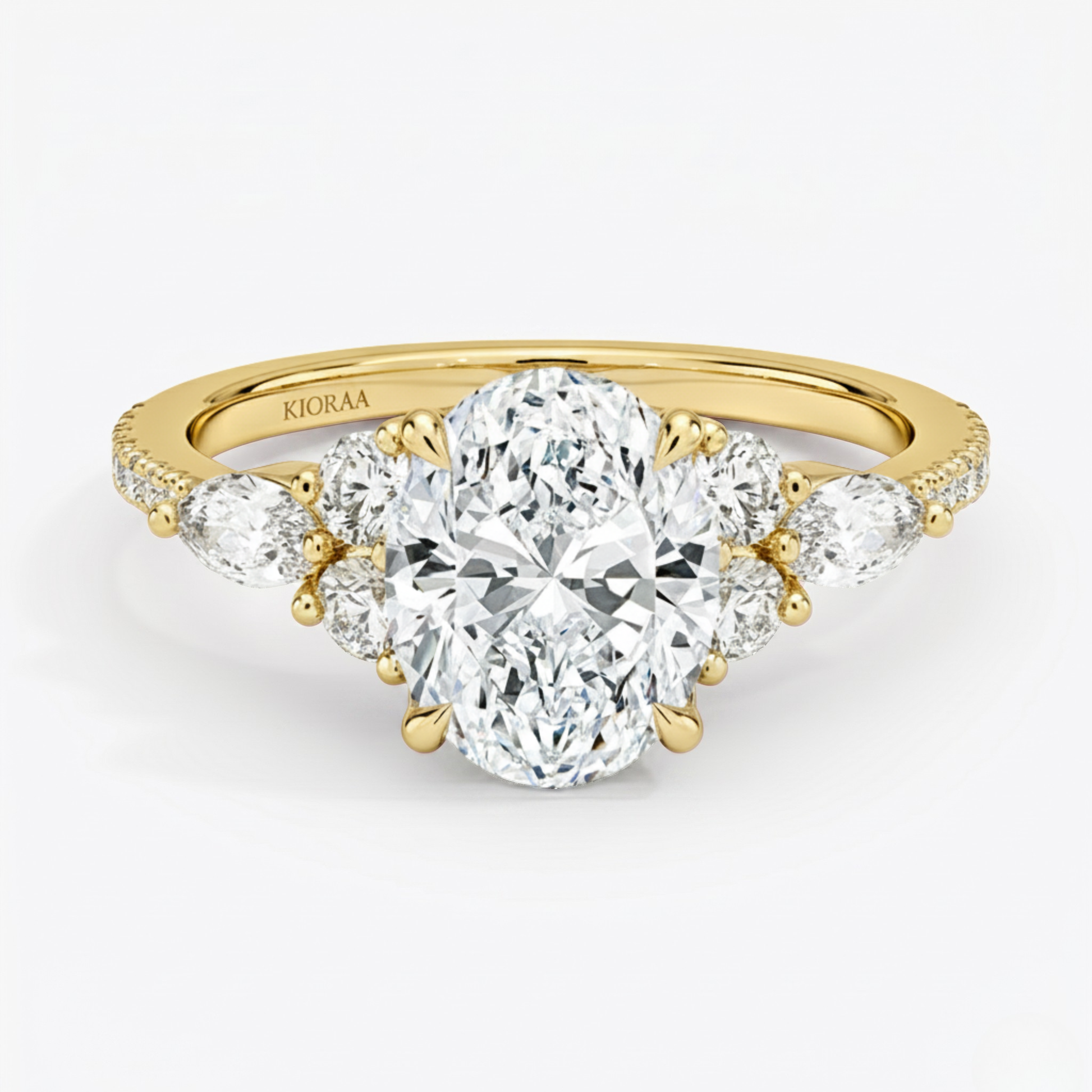 Oval Diamond Pave Setting Engagement Ring