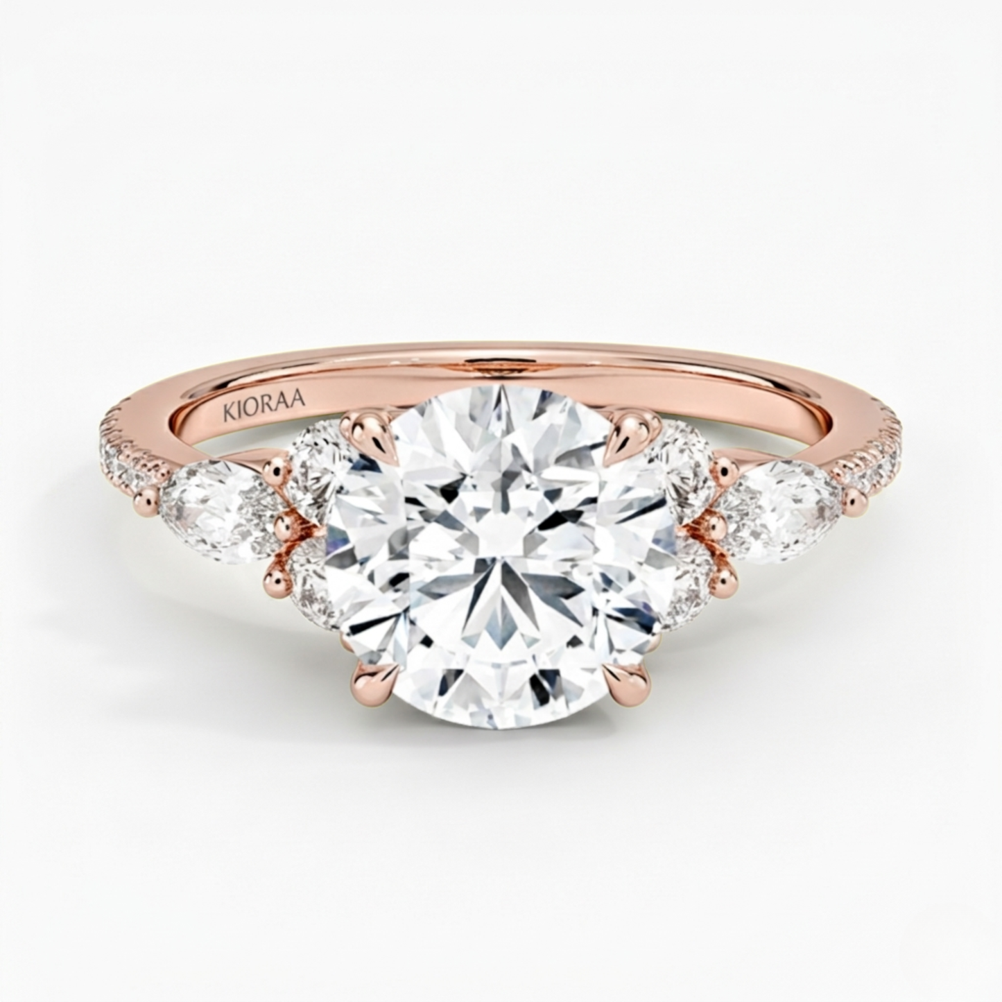Round Diamond Pave Setting Engagement Ring