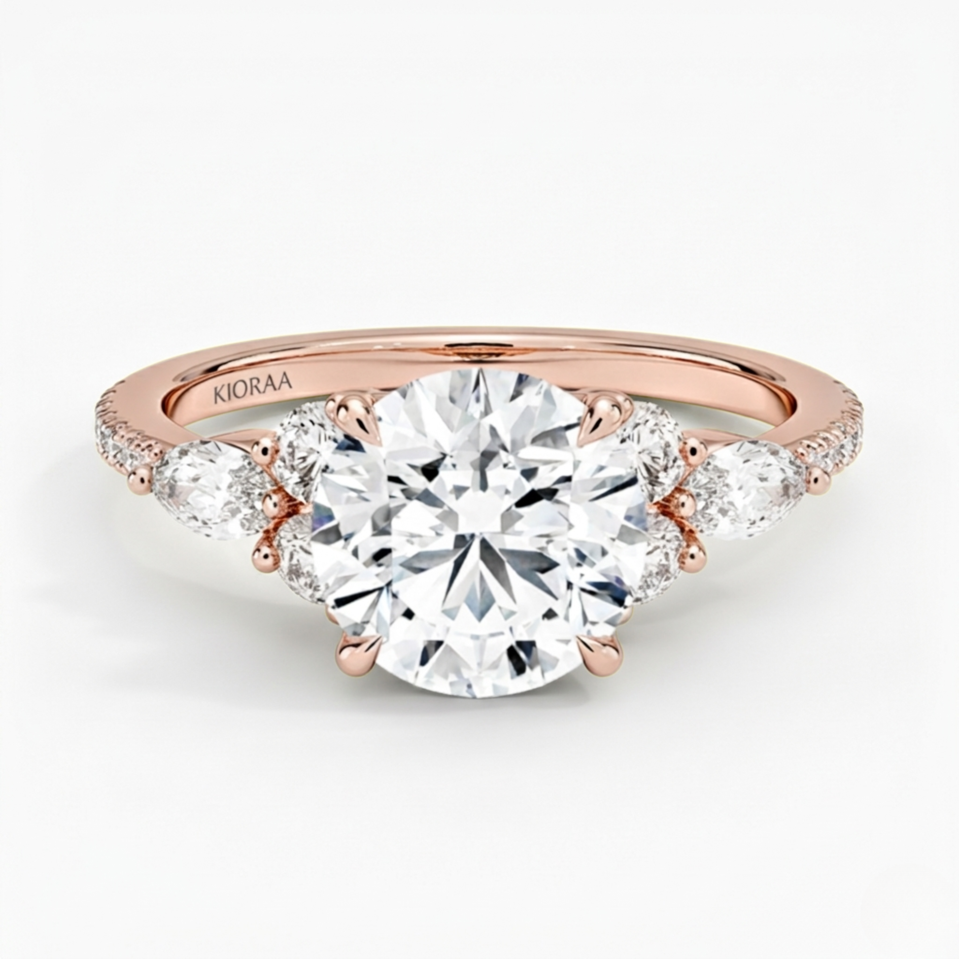Round Diamond Pave Setting Engagement Ring