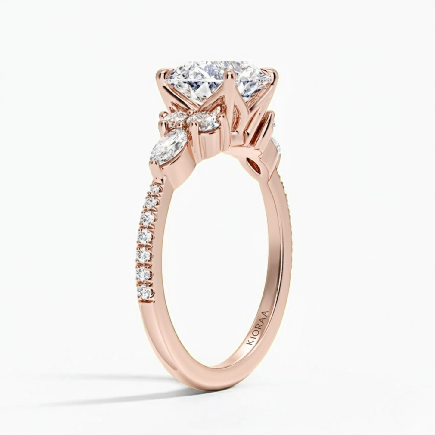 Round Diamond Pave Setting Engagement Ring