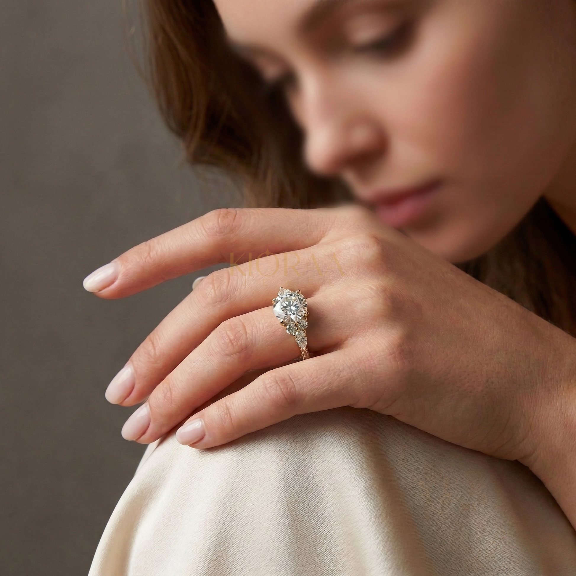 Round Diamond Pave Setting Engagement Ring