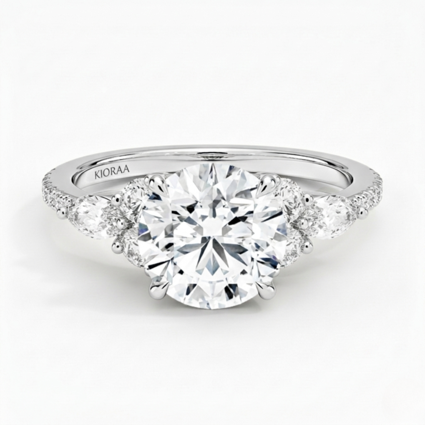 Round Diamond Pave Setting Engagement Ring