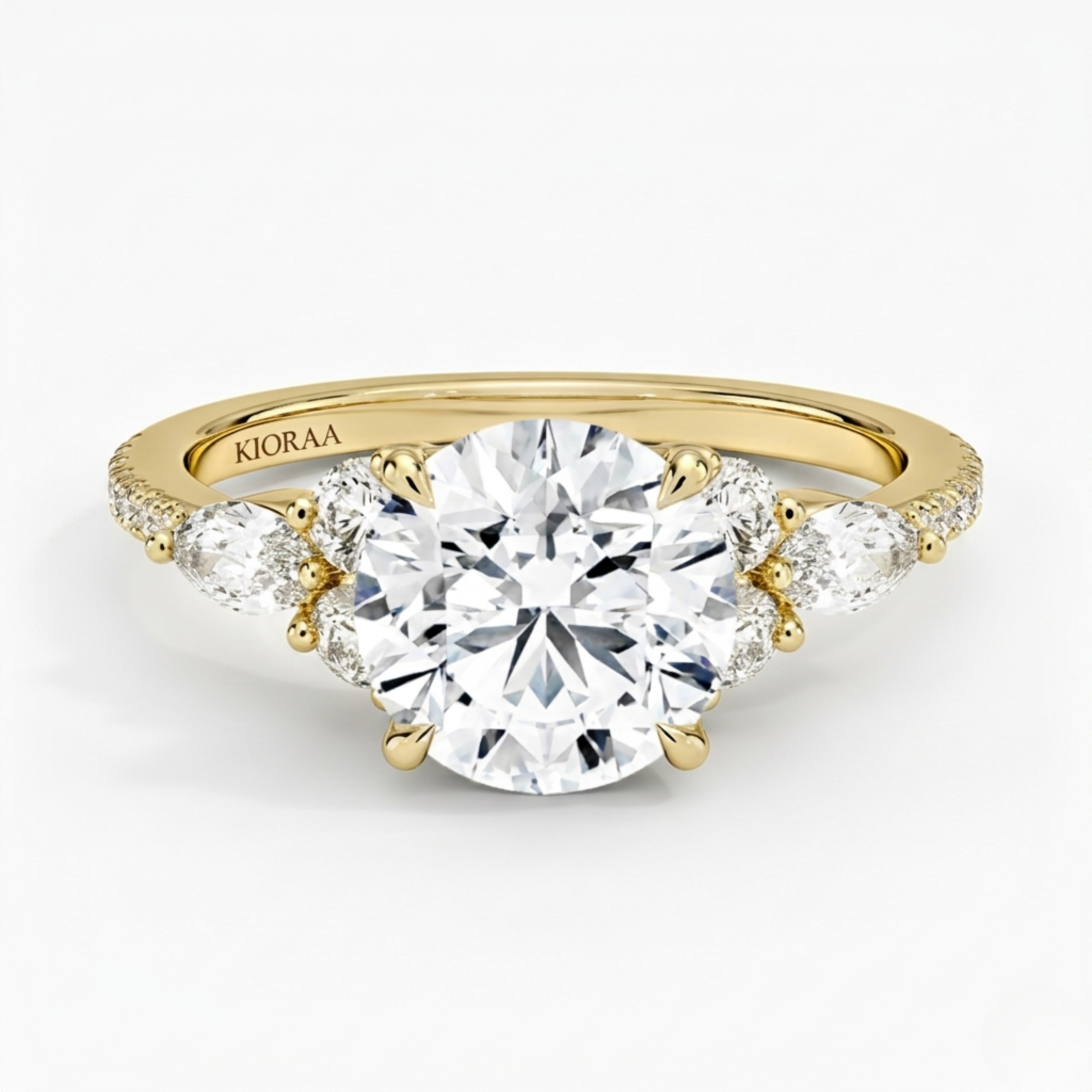 Round Diamond Pave Setting Engagement Ring