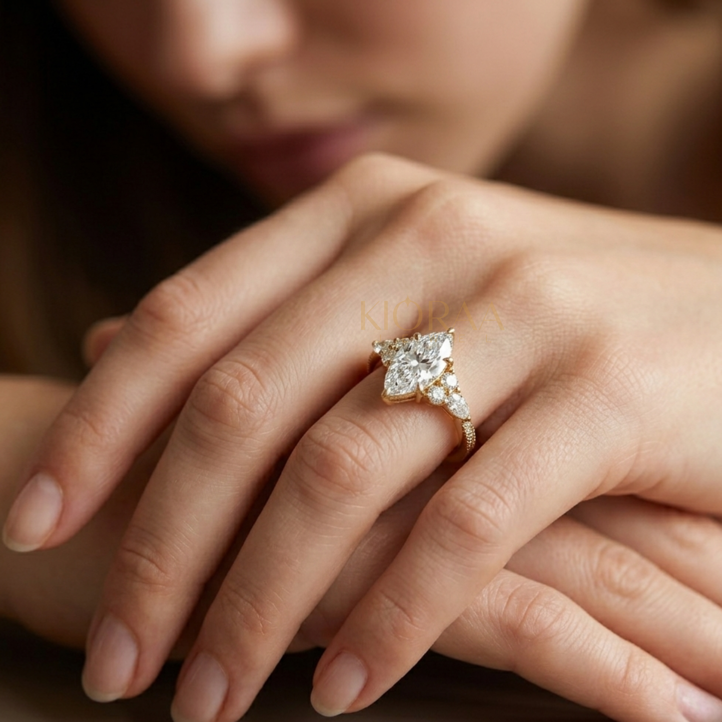 Marquise Diamond Pave Setting Engagement Ring
