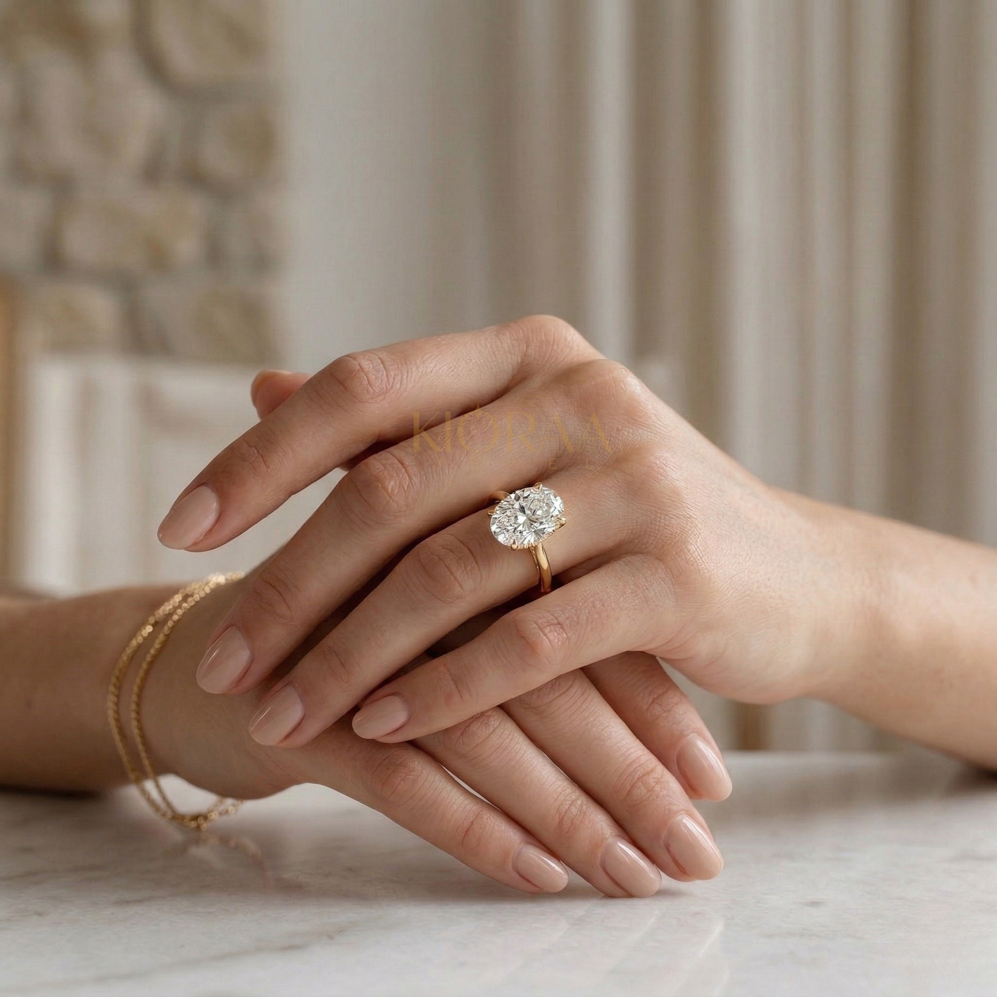 Oval Diamond Hidden Halo Solitaire Engagement Ring
