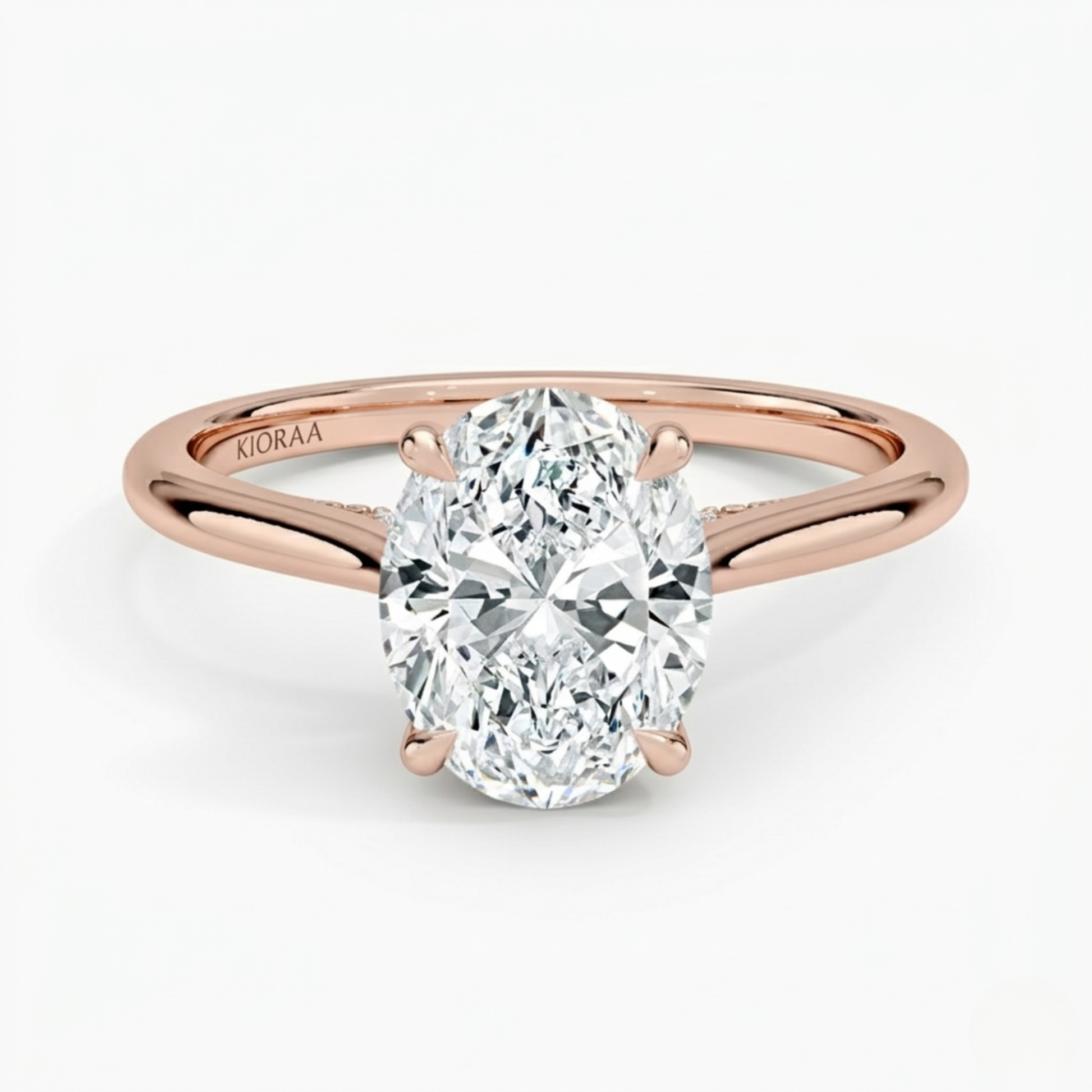 Oval Diamond Hidden Halo Solitaire Engagement Ring