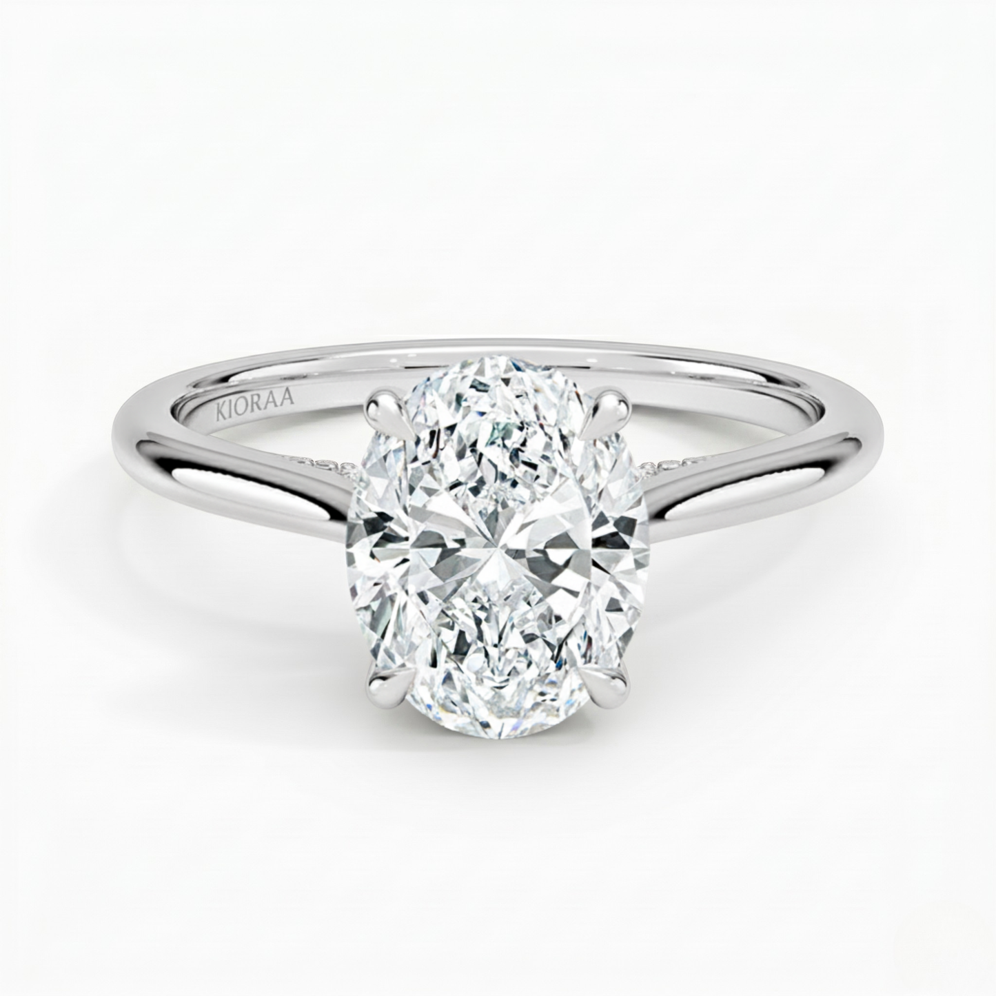Oval Diamond Hidden Halo Solitaire Engagement Ring