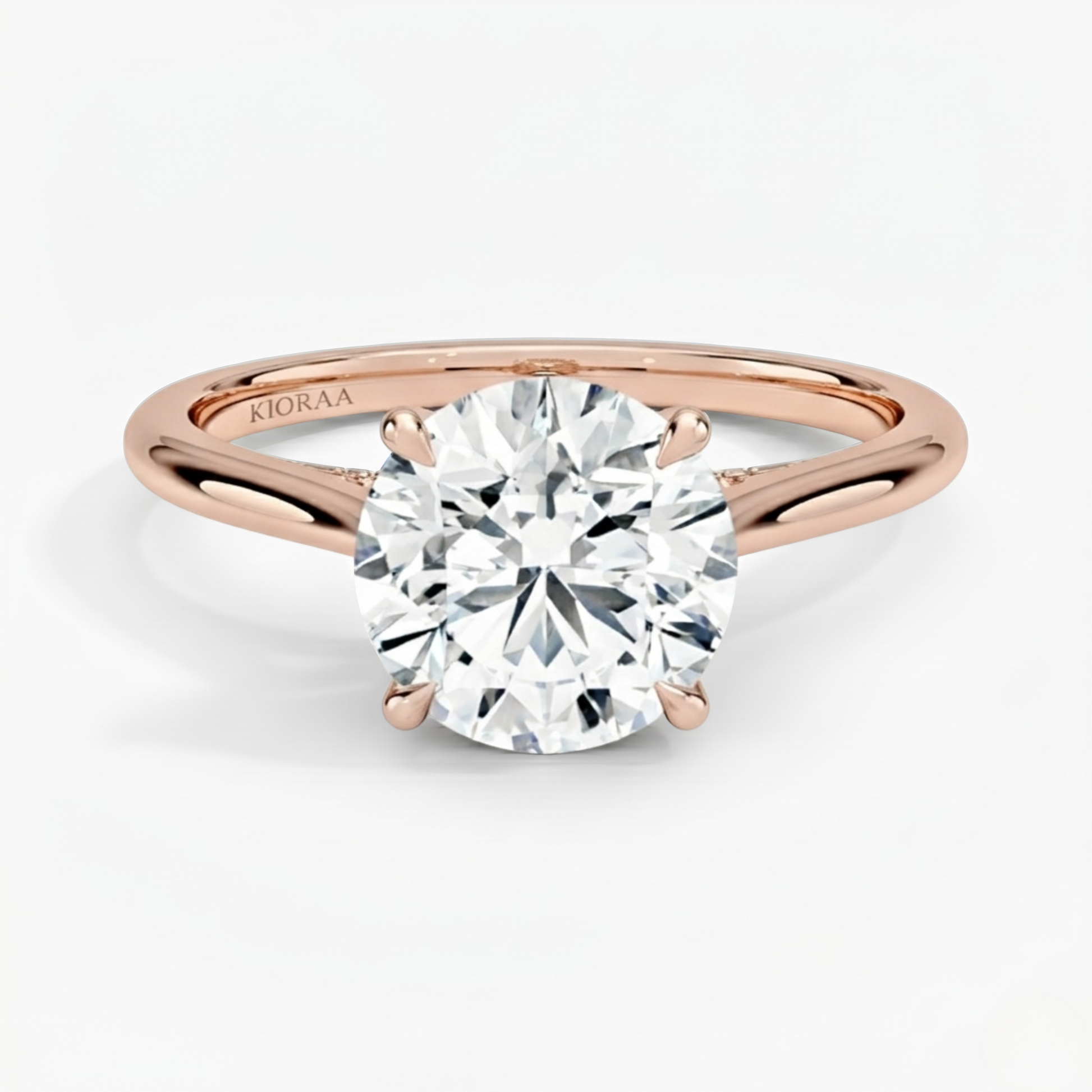 Round Diamond Hidden Halo Solitaire Engagement Ring
