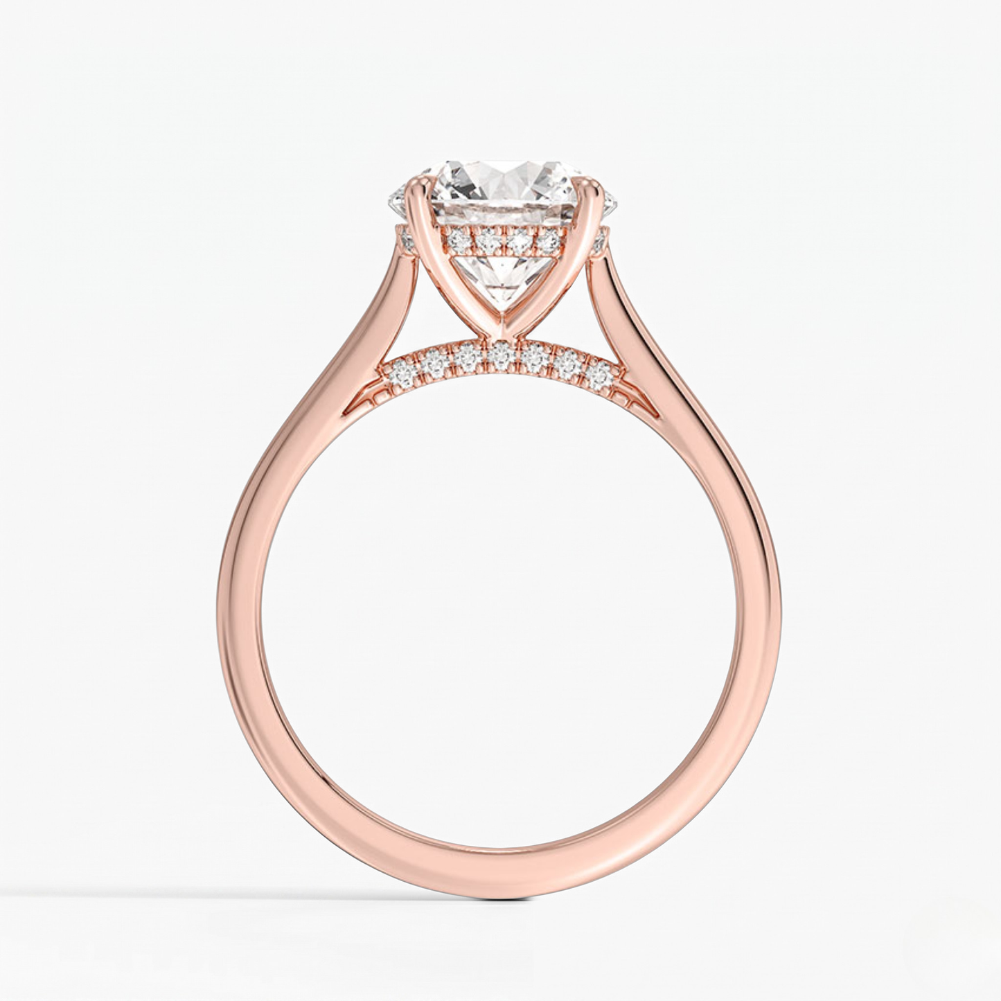 Round Diamond Hidden Halo Solitaire Engagement Ring