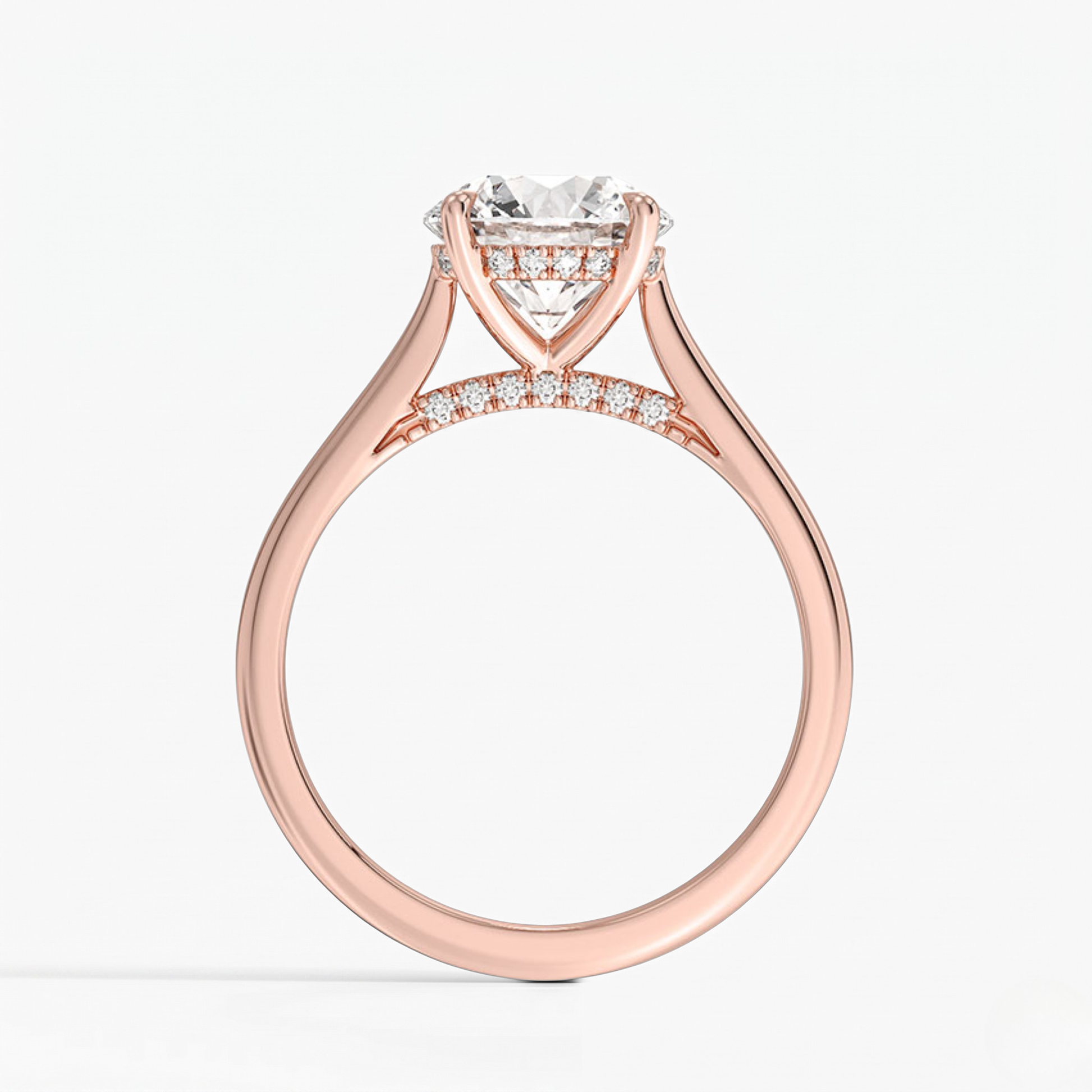 Round Diamond Hidden Halo Solitaire Engagement Ring