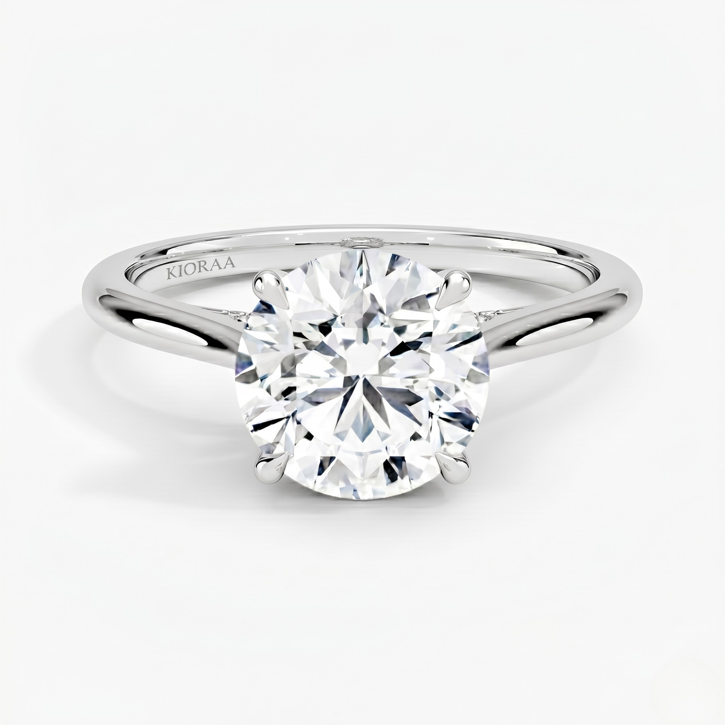Round Diamond Hidden Halo Solitaire Engagement Ring
