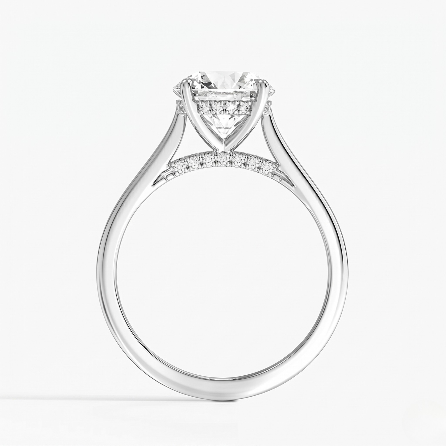 Round Diamond Hidden Halo Solitaire Engagement Ring