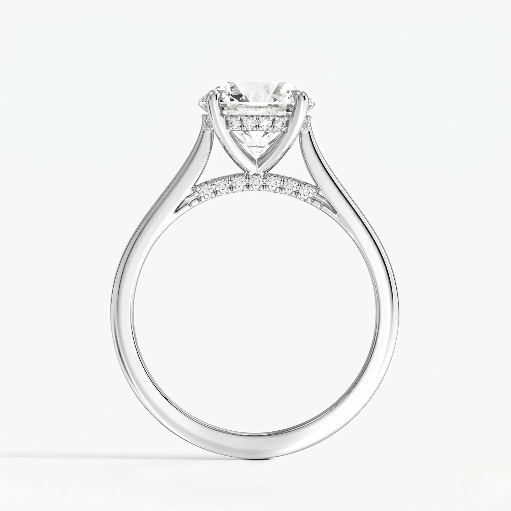 Round Diamond Hidden Halo Solitaire Engagement Ring