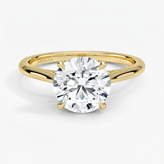 Round Diamond Hidden Halo Solitaire Engagement Ring