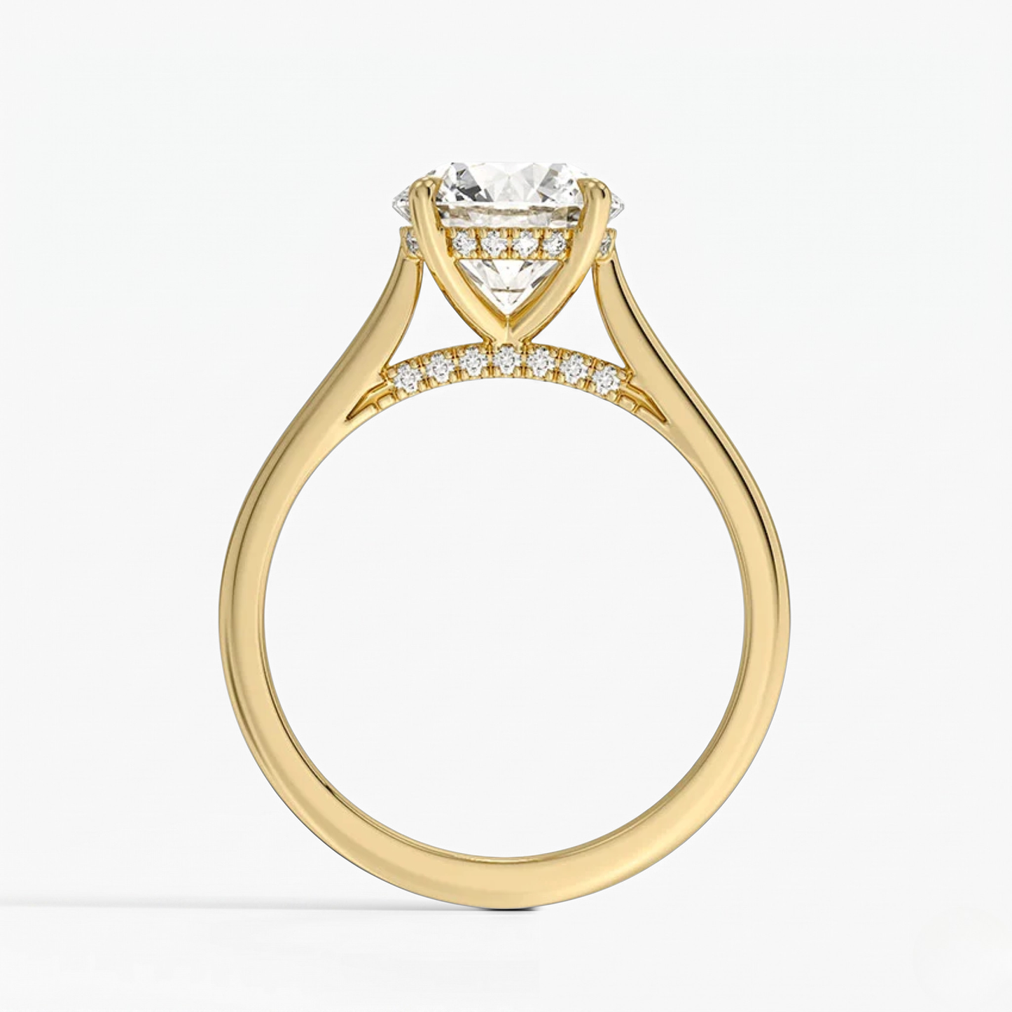 Round Diamond Hidden Halo Solitaire Engagement Ring