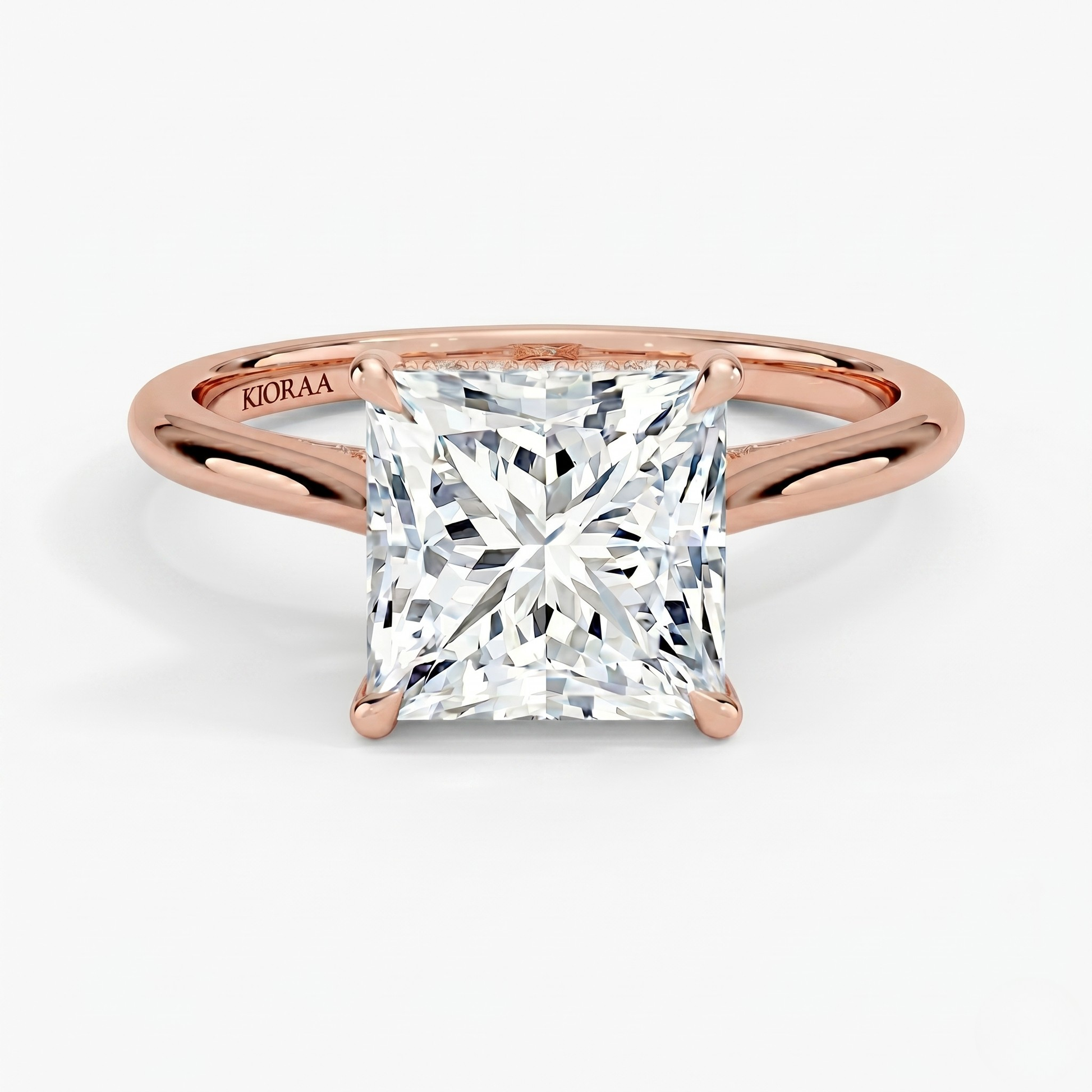 Princess  Diamond Hidden Halo Solitaire Engagement Ring