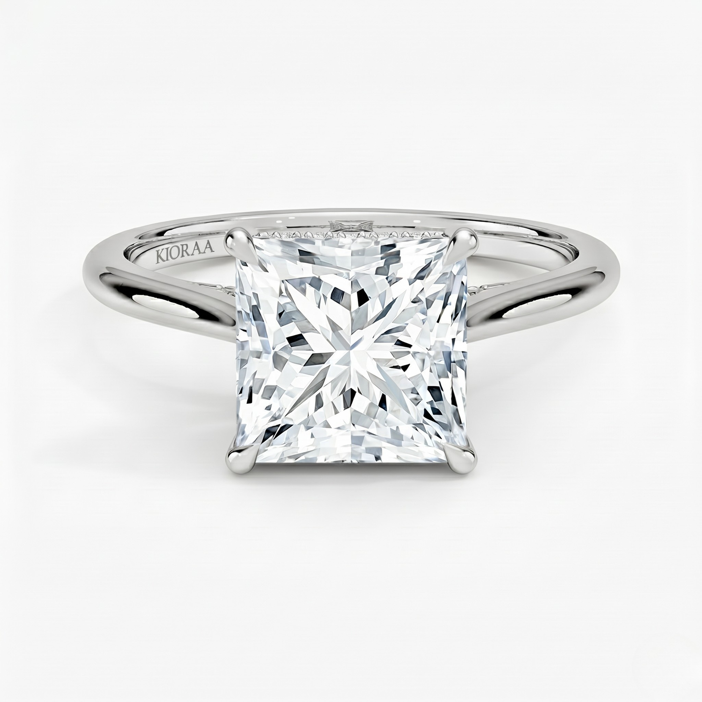 Princess  Diamond Hidden Halo Solitaire Engagement Ring