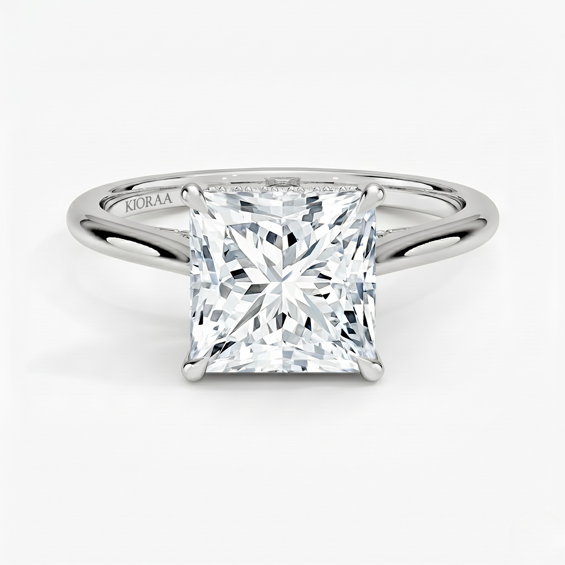 Princess  Diamond Hidden Halo Solitaire Engagement Ring