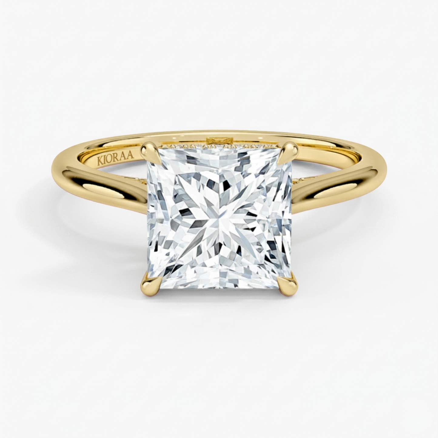 Princess  Diamond Hidden Halo Solitaire Engagement Ring