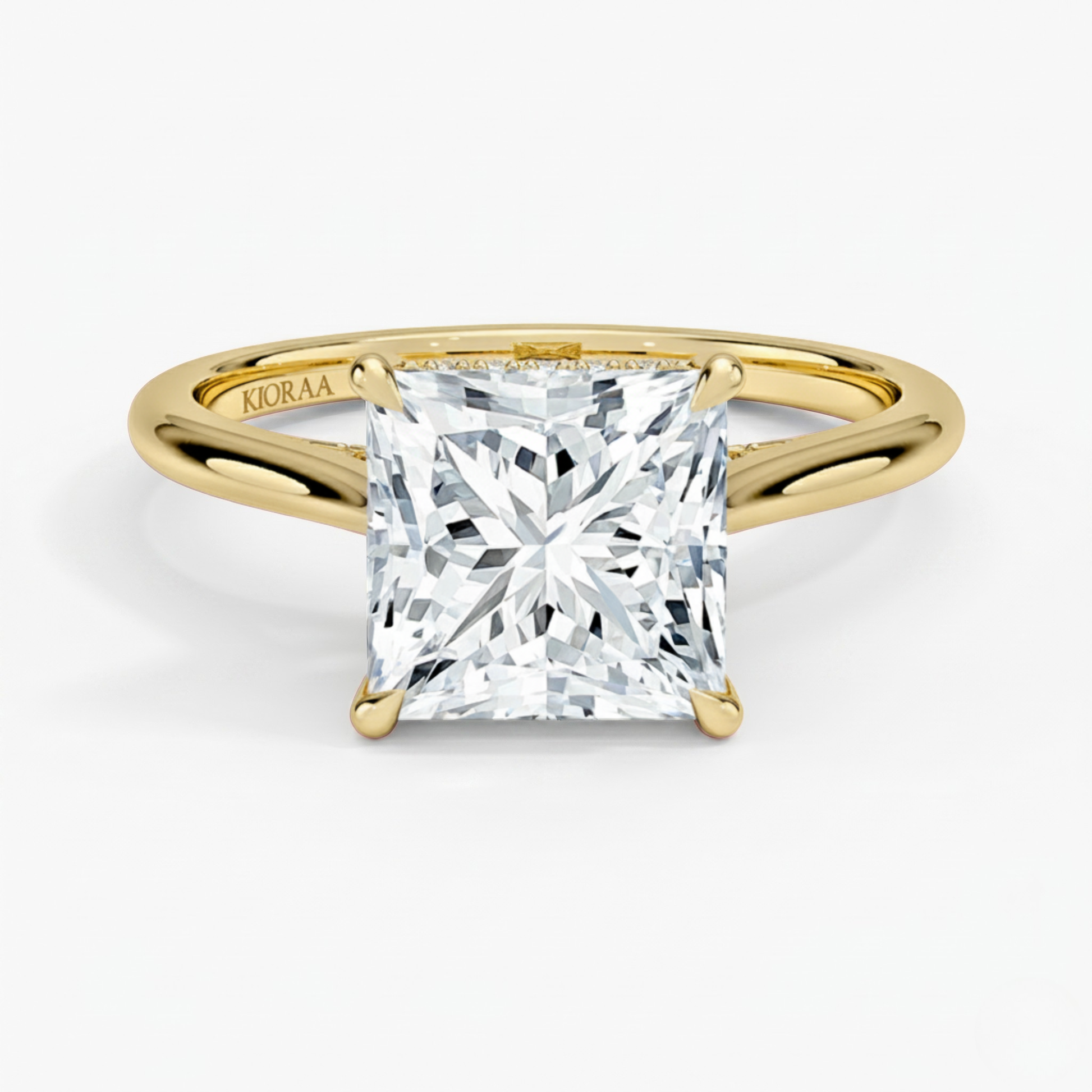 Princess  Diamond Hidden Halo Solitaire Engagement Ring