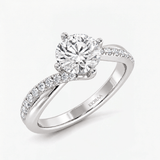 Round Diamond Cross Shine Engagement Ring, thumbnail 5