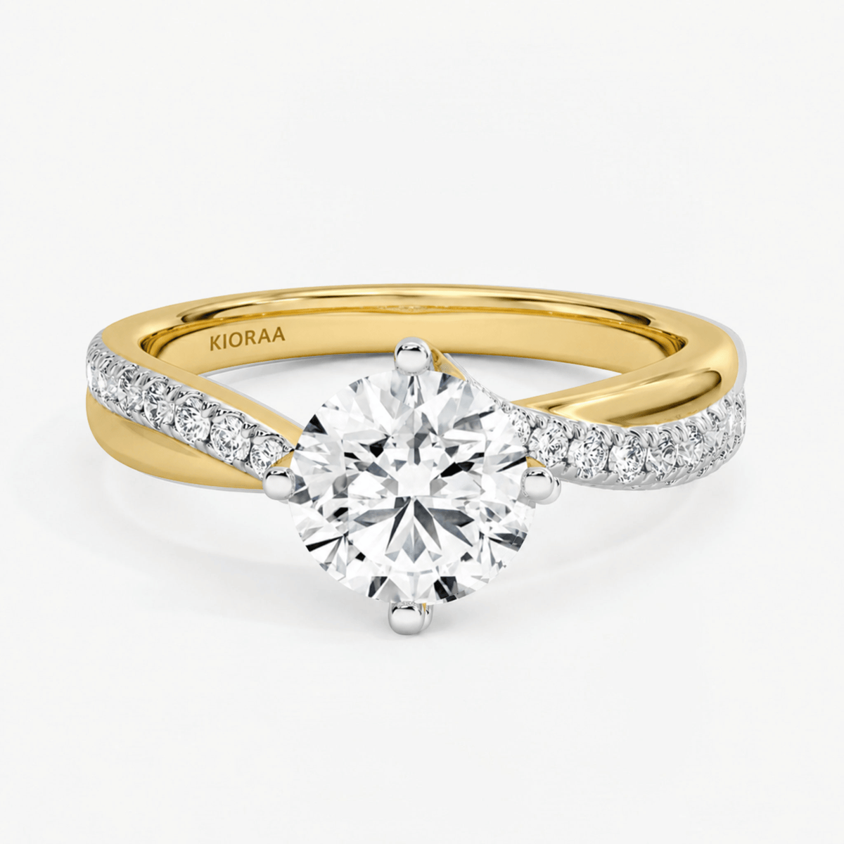 Round Diamond Cross Shine Engagement Ring