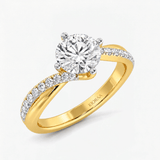 Round Diamond Cross Shine Engagement Ring, thumbnail 2