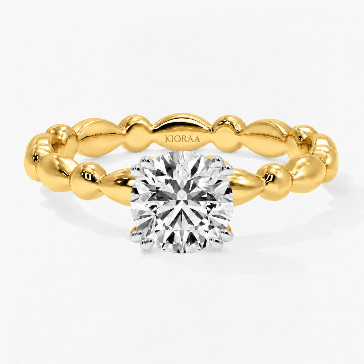 Round Diamond Bubble Solitaire Engagement Ring