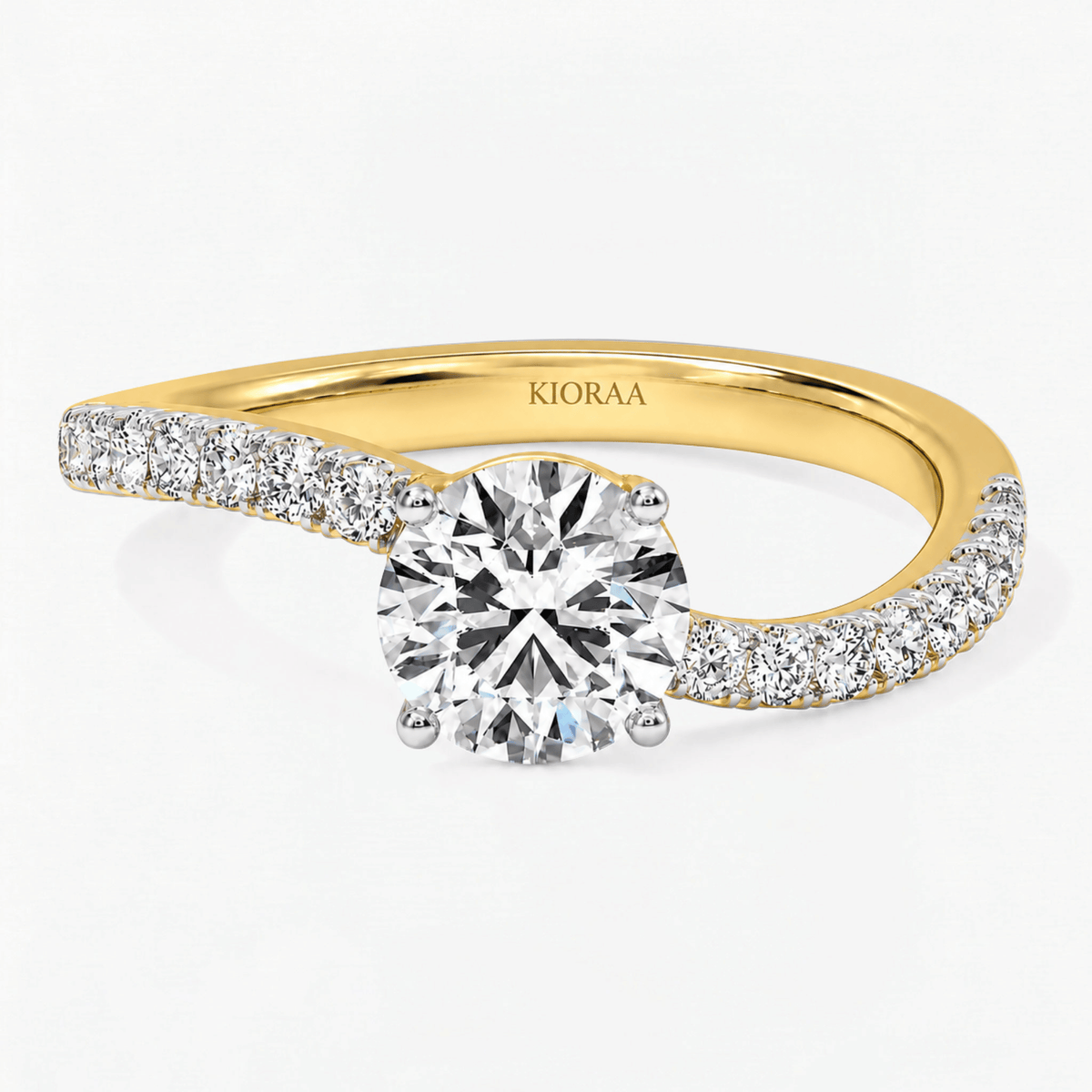Round Cut Radiant Twist Solitaire Engagement Ring