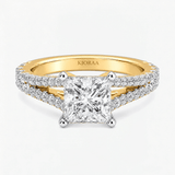 Princess Diamond Split Shank Solitaire Engagement Ring, thumbnail 3