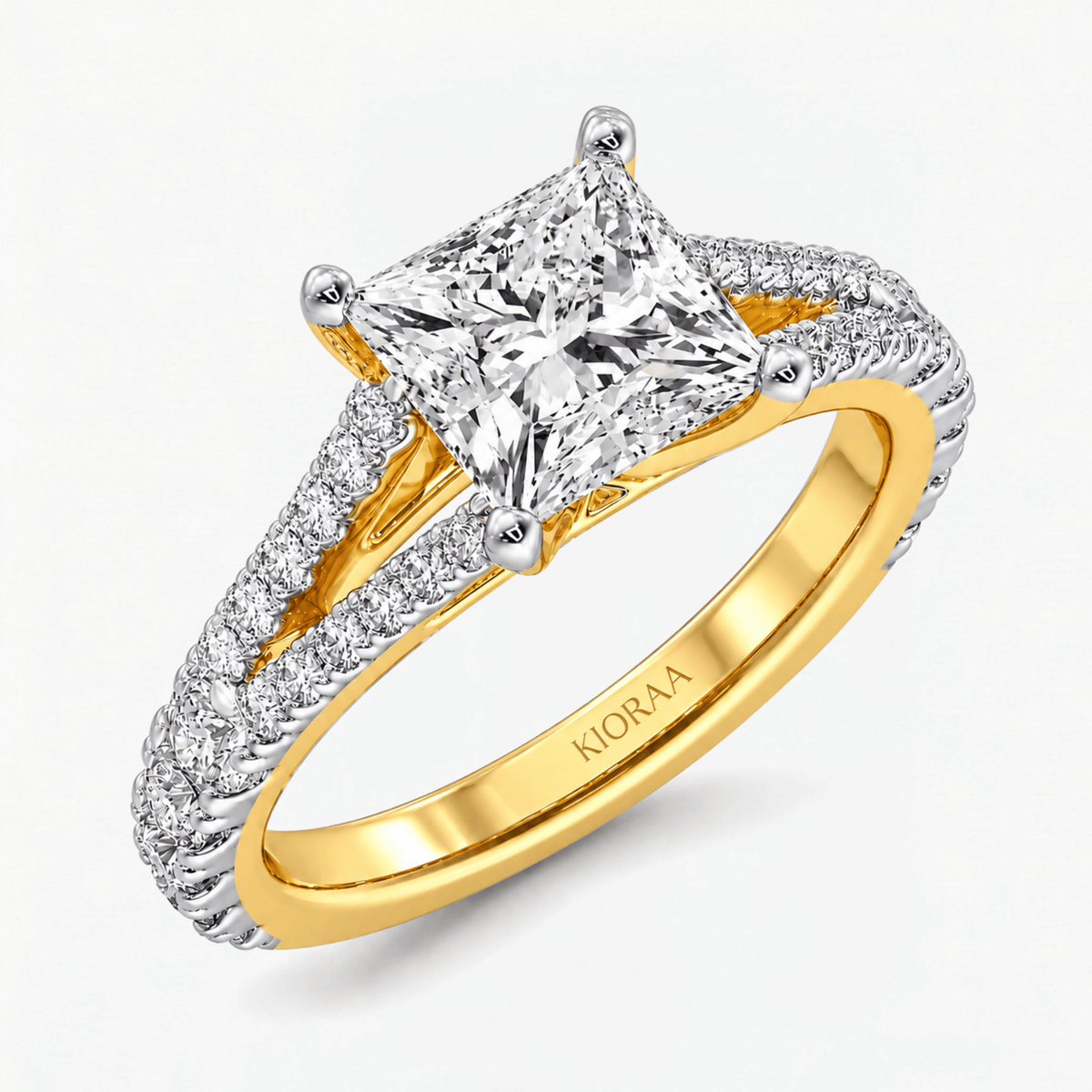 Princess Diamond Split Shank Solitaire Engagement Ring
