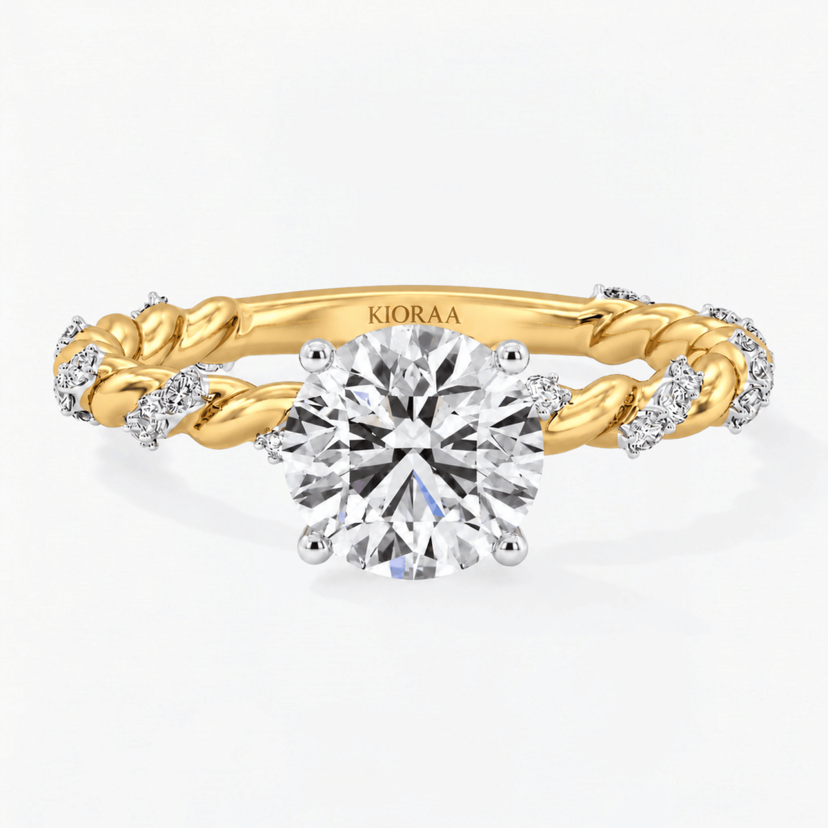Round Diamond Infinity Weave Solitaire Engagement Ring