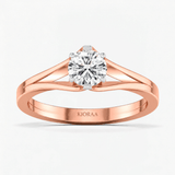 Round Diamond Twin Band Solitaire Engagement Ring, thumbnail 4