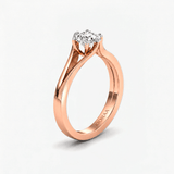 Round Diamond Twin Band Solitaire Engagement Ring, thumbnail 8