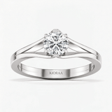 Round Diamond Twin Band Solitaire Engagement Ring, thumbnail 5
