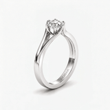 Round Diamond Twin Band Solitaire Engagement Ring, thumbnail 6