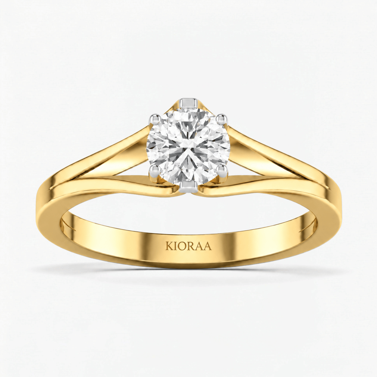 Round Diamond Twin Band Solitaire Engagement Ring