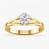 Round Diamond Twin Band Solitaire Engagement Ring, thumbnail 1