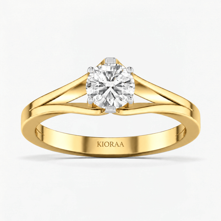 Round Diamond Twin Band Solitaire Engagement Ring