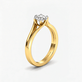 Round Diamond Twin Band Solitaire Engagement Ring, thumbnail 2