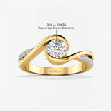 Round Diamond Radiant Swirl Solitaire Engagement Ring, thumbnail 10