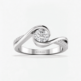 Round Diamond Radiant Swirl Solitaire Engagement Ring, thumbnail 4