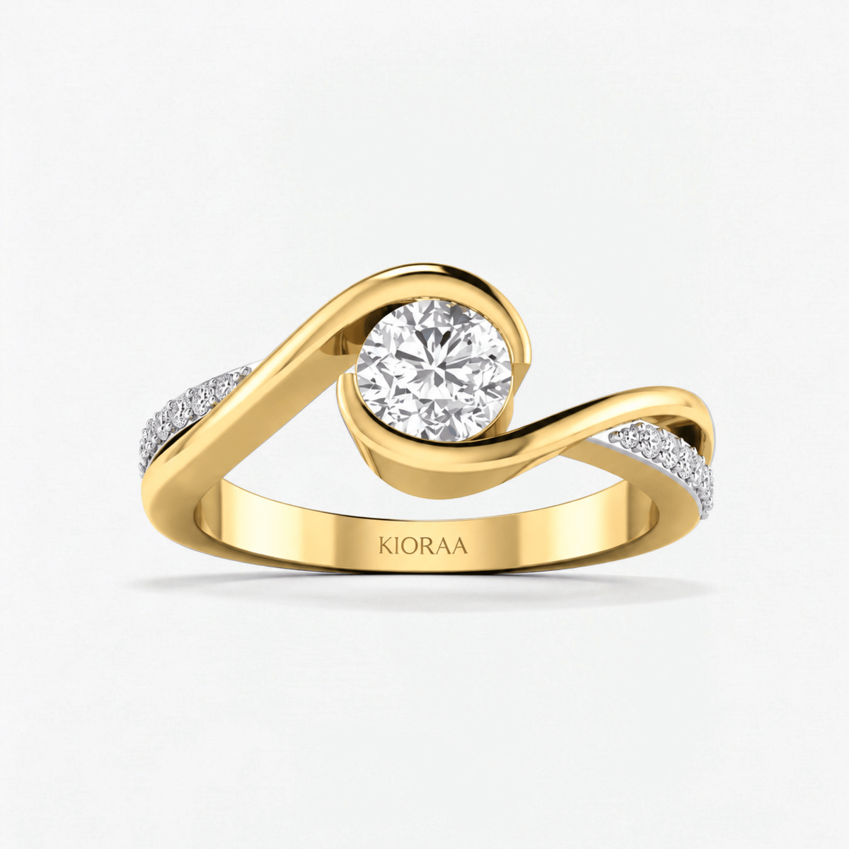 Round Diamond Radiant Swirl Solitaire Engagement Ring