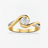 Round Diamond Radiant Swirl Solitaire Engagement Ring, thumbnail 1