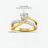 Round Diamond Criss Cross Solitaire Engagement Ring, thumbnail 10