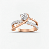 Round Diamond Criss Cross Solitaire Engagement Ring, thumbnail 4
