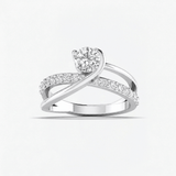 Round Diamond Criss Cross Solitaire Engagement Ring, thumbnail 5
